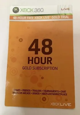 NEW Microsoft Xbox 360 Live Free 48 Hour Trial GOLD Subscription Card UNUSED • $15.15