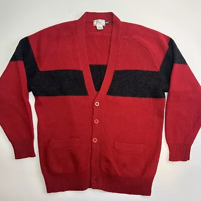 Vintage Gap 100% Shetland Wool Cardigan Sweater Men's Size Small Red Black • $39.95