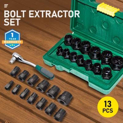 $38.95 • Buy 13-Piece Impact Bolt & Nut Remover Set Nut Extractor Socket Bolt Remover Tool