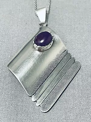 Noteworthy Leo Nez Vintage Navajo Sugulite Sterling Silver Necklace • $478.79