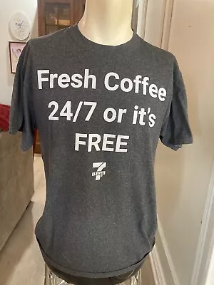 VTG 7/11 Employee T-shirt Size M Fresh Coffee 24/7 Gray Tee  • $16.88
