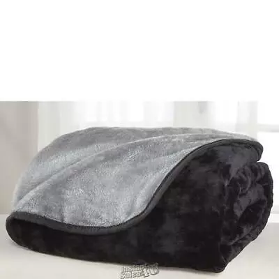 All-Seasons Reversible Plush Microfiber Blanket Black Grey Twin 66x90 Dorm Throw • $29.99
