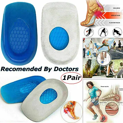 £2.69 • Buy Orthotic Gel Heel Insoles Support Cushion Pad Cup For Plantar Fasciitis Pain
