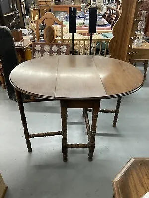 Antique Imperial Gate Leg Table Drop Side Leaf Oval With Long Center Drawer  • $395