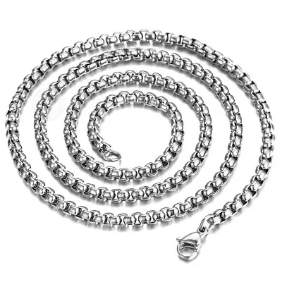 4mm Silver Titanium Steel Box Chain Necklace Men Women 18 Inch-24 Inch • $7.99