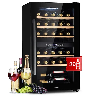 £336.66 • Buy Wine Fridge Refrigerator Drinks Cooler 2 Zones 29 Bottles 100 W LED Touch Black