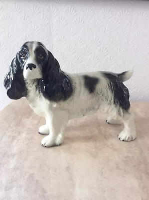 Vintage Melba Ware Spaniel Dog(Medium) Figurine Black&White (1950s) • £13