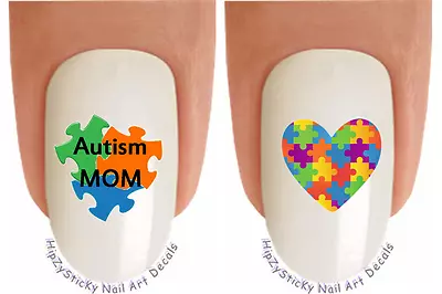 Nail Art 6506 Autism Awareness MOM Puzzle Pieces Waterslide Nail Decal Transfers • $3.99