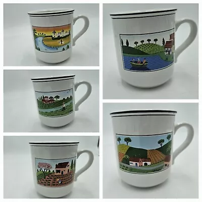 Villeroy Boch NAIF Lot Of 5 Coffee Tea Cups Mugs *DIFFERENT PRINTS* -MINT • $64.99