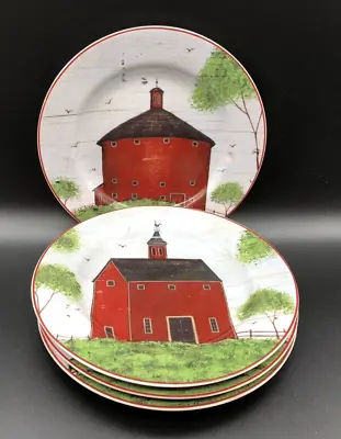 Sakura NY Warren Kimble 1998 Barns Salad Dessert Plates 8.25  EUC (Set Of 4) • $24.99