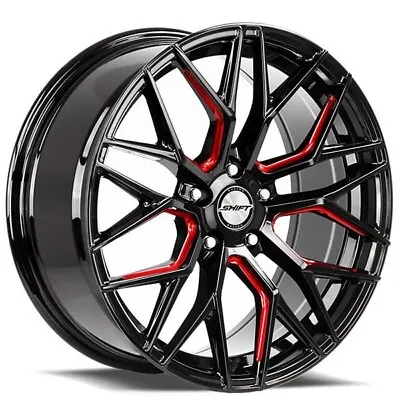 18x8  Shift Wheels Spring Gloss Black With Candy Red Milled Rims • $779
