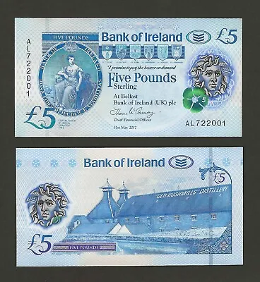 NORTHERN IRELAND 5 Pounds 2017 P-90a Bank Of Ireland - Belfast Polymer UNC • $16