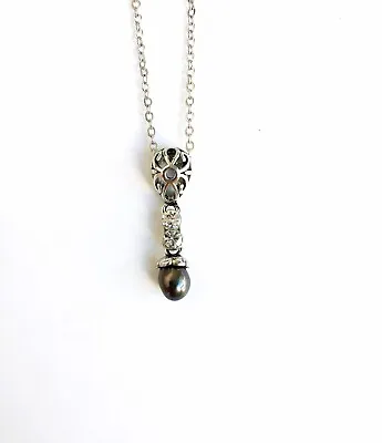 Used Necklace Pearl Pendant Long Statement Necklace. • $18