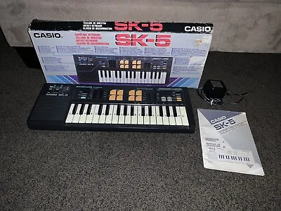 $129.99 • Buy Vtg 80s 90s Casio SK-5 Sampling Keyboard Electronic In Original Box Tested *READ