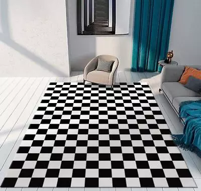 Black & White Checkered Carpet Modern Large Bedroom Area Rug Floor Mat Door • $9.74