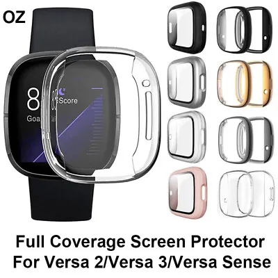 $6.95 • Buy For Fitbit Versa 2 Versa 3 Sense Screen Protector Cover TPU Case Full Coverage