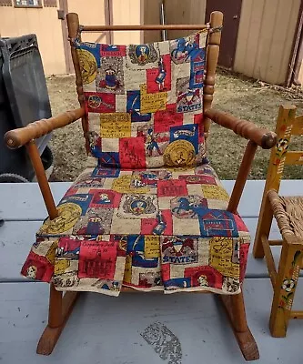 Vintage 1950s Mcm Childs Upholstered Rocker Chair Patriotic Cass Toys Ny • $68.88