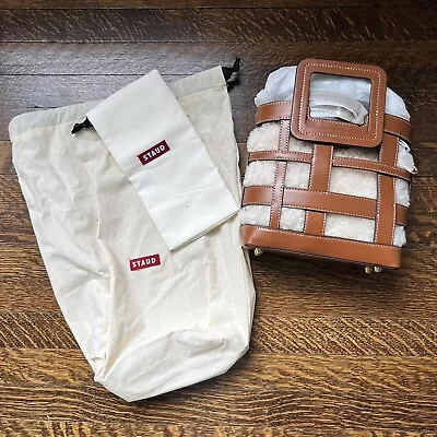 $395 • Buy NWT & Dust Bag STAUD Mini Plaid Shirley Bag $395 Tan Natural Shearling MINT
