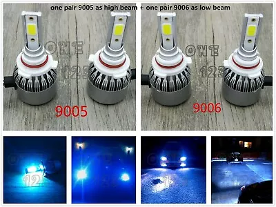 9005+9006 Combo LED Headlights Bulbs 8000k Ice Blue 55W 8000LM Kit High Low Beam • $25.99