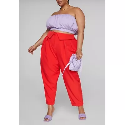 Gabi Fresh X Fashion To Figure Red Brooke Foldover Waist Pants Size 1X 14/16 NWT • $33