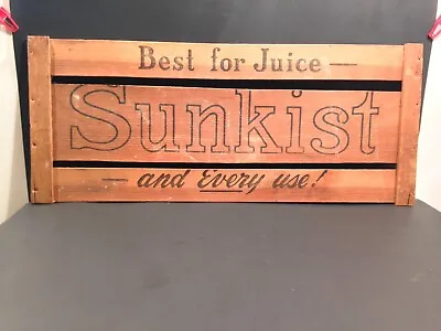 Vintage 1930's Sunkist Oranges Advertising Sign Wood Crate Side Panel NICE  • $100