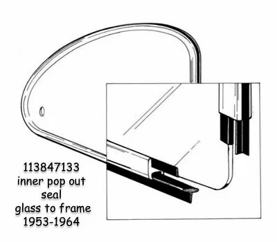 $20 • Buy Vw Type 1 Bug 1953-1964 Pop Out Window Inner Glass To Frame Seals Made In Usa