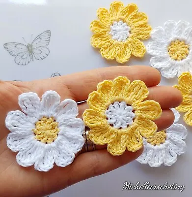 Handmade  6 Daisies Crochet 6 Daisies Applique Scrapbooking Craft 6 Flowers • £13