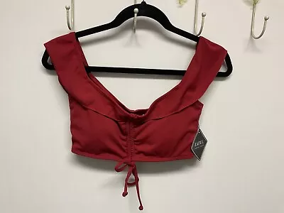 NWT Mi Zaful Red Layered Cap Sleeve Ruched Tie Front Swimwear Bathing Top Size 6 • $12