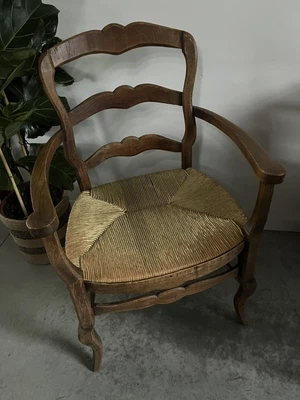 £115 • Buy French Provincial Armchair Carver Dining Chair With Rush Seat 1930s 