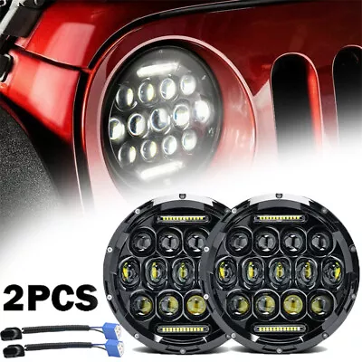 For GQ PATROL Pair 7'' Inch Round LED Headlights Hi/Lo Sealed Beam DRL Headlamps • $52.23