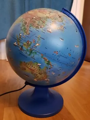 Rotating Illuminated World Globe LED Night Light Kids Bedside Lamp 23cm Diameter • £19.99