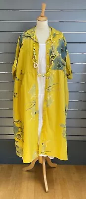 £60 • Buy ITALIAN Lagenlook COVETCOUTURE Linen Jacket SHIRT MAXI Coat Linen 52 CHEST 16-22