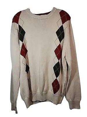 RGM Chairmans Collection Mens Sz L Beige Knit Sweater Pullover L-Sleeve Vtg • $9.49