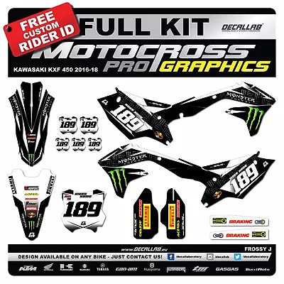 KAWASAKI KXF 450 2016 2017 2018 Durable MX Graphics Decals Stickers Decallab • $99.99