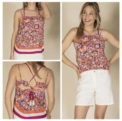 £4.99 • Buy Miss Captain Little Miss Apricot & Pink Floral Strappy Top  Size S