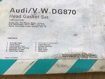 Audi/VW 1500/1600cc Head Gasket Set 1973/79 • $34.84