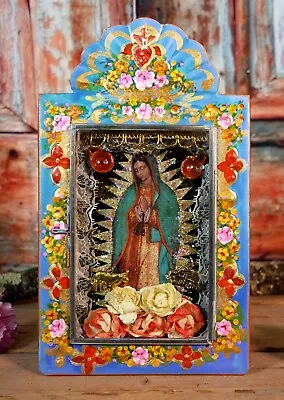 Tin Retablo Our Lady Of Guadalupe Handmade Hand Painted Mexican Folk Devotional • $49