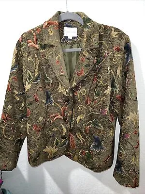 Erin London Jacket Floral Sz Medium Warm Vintage Embroidered Suit Coat Business • $10