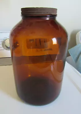 Vintage Amber Duraglas Gallon Jar W/ Lid Marked 4000 On Bottom • $15