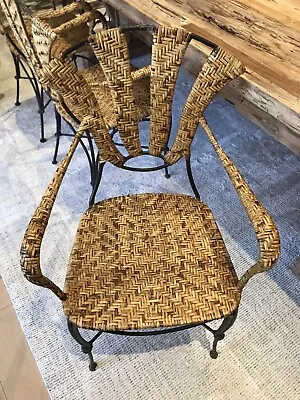 $450 • Buy Coco Republic Wrought Iron And Wicker Dining Chairs Price Is For All 8