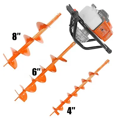 72cc 2-Stroke Gas Powered Post Hole Digger With 4  6  8  Earth Auger Drill Bits • $189.89