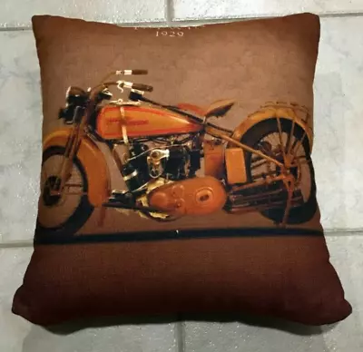 HARLEY DAVIDSON Motorcycle D Twin 1929 Decorative Throw Pillow 16  X 16  Square • $9.99