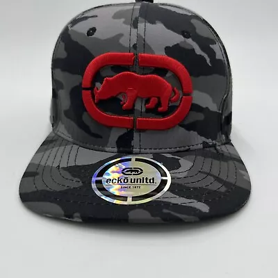 Ecko Unltd Hat Cap Snapback Gray Red Logo Rhino One Size Adjustable • $14.99