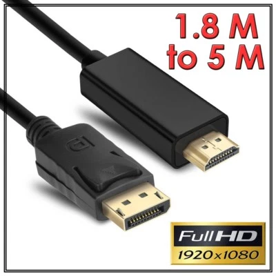$8.45 • Buy Displayport To HDMI Cable Male To Male Full HD 1080P High Speed Display Port DP