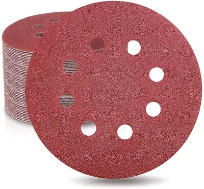 50x 5inch Sanding Discs 100 Grit Hook Loop 8-Hole Sandpaper Orbital Sander Paper • $19.29