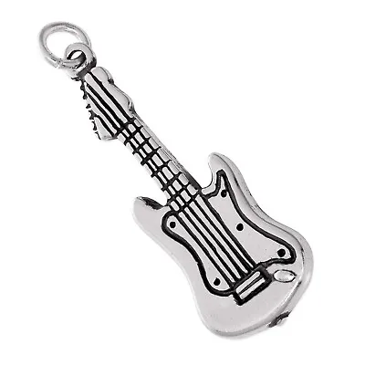 Electric Bass Guitar Music Instrument 3D 925 Sterling Silver Charm MADE IN USA • $19.95