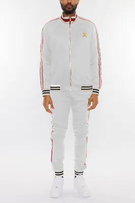 Mens CC Logo Stripe Set Track Jacket And Matching Track Pant Sweat Suit USA Size • $54.99