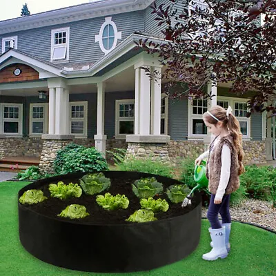 £10.99 • Buy Fabric Raised Garden Bed Round Planting Container Grow Bags Breathable Felt Pot