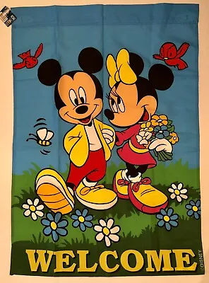 Disney Mickey Mouse Minnie Welcome Flower Garden Bird Bee Large Yard Flag New • $44.87