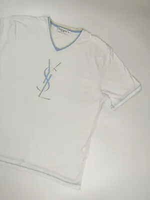 £55 • Buy Yves Saint Laurent Vintage 90’s T Shirt Big Logo Spell Out Size XXL Retro YSL